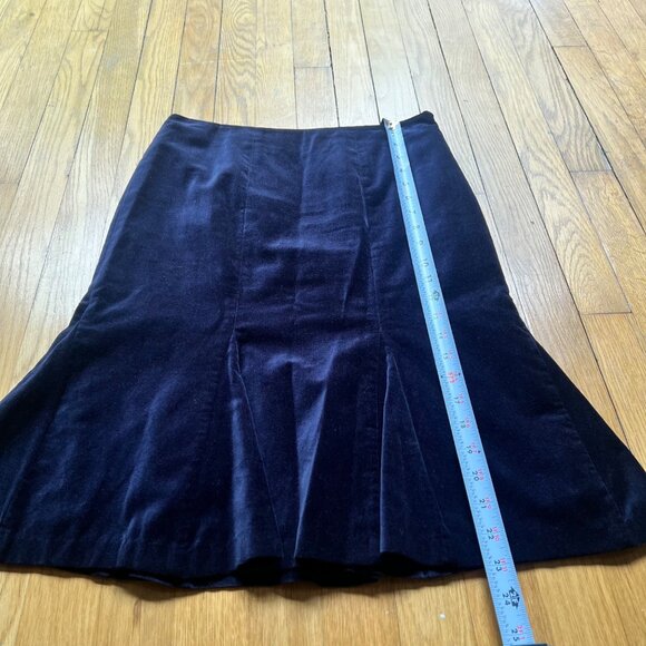 Boden Size 4R Navy Blue Velvet Knee Length Flared Hem Mermaid Pencil Skirt - Picture 6 of 9
